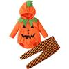 HEONSATI Vestito Zucca Neonati Vestito Bambini Ragazze Ragazzi Da Zucca Pumpkin | Pagliaccetto Da Carnevale Neonato Ragazza Unisex Cosplay Vestito Bambino Neonato a Maniche Lunghe Cappello Invernali Pumpkin
