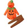 HEONSATI Vestito Zucca Neonati Vestito Bambini Ragazze Ragazzi Da Zucca Pumpkin | Pagliaccetto Da Carnevale Neonato Ragazza Unisex Cosplay Vestito Bambino Neonato a Maniche Lunghe Cappello Invernali Pumpkin