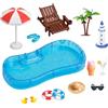 BAHJISOUK Decorazione da spiaggia in miniatura: set di accessori per mini mondi | Set di accessori in miniatura con accessori per piscina e spiaggia in PVC. Accessorio perfetto per scene creative in