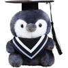 Generisch Pinguino in peluche con cappello da dottore, regalo di laurea 2026, con sciarpa colorata, 16 cm, per Bachelor Master (grigio)