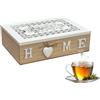 OCEANO Scatola da tè in legno naturale con 6 scomparti Cofanetto rettangolare con finestra in stile vintage Contenitore per Bustine The Tisane Infusi Spezie Organizzatore da Scrivania Porta Minuteria