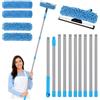 Myfivo Set lavavetri professionale 2 in 1, con asta telescopica, lavavetri professionale a 180°, con asta telescopica da 10 pezzi e 4 rivestimenti in microfibra, per finestre alte, vetro, doccia