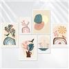 AREDE Set di 6 Stampe da Parete Quadri Moderni Decorazioni da Muro per Casa Soggiorno Camera da Letto e Cucina ''Figure Minimalista''| 4 x A4 (21x30cm) + 2 x A5 (15x21cm) | senza Cornici