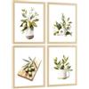 Nacnic Set Di 4 Stampe Cucina Mediterranea Quadri Limoni Aglio Olive Erbe Aromatiche Acquerello Arredo Sala Da Pranzo A4 Senza Cornice