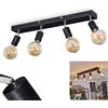 hofstein Lampada da soffitto Tulla, lampada da soffitto in metallo in nero, lampada da camera moderna a 4 luci, le teste delle lampade possono essere ruotate e orientate, 4 x E27,senza lampadinae