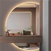 Generic Specchio da bagno a LED - Specchio da parete dimmerabile anti-appannamento, semicerchio senza cornice, specchio decorativo per il trucco, a prova di esplosione