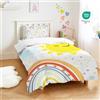 Yasida Set di biancheria da letto arcobaleno Yasida 120x150 per ragazzi e ragazze con arcobaleno, sole, nuvola, onde. Per bambini ragazzi/ragazze, copripiumino in microfibra 120x150 cm e federa per cuscino