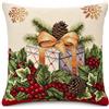 Vionara Home Cuscino Decorativo Natalizio in tessuto Gobelin Piazzato, Cuscino con motivo Natale, Imbottitura siliconata inclusa, 42 x 42 cm, 100% Made in Italy (Regalo, Cuscino 42 x 42 cm)