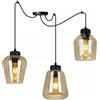 Light Home LH Plafoniera a sospensione Spider Rijeka - Lampadario a ragno da soffitto per camera da letto soggiorno e cucina in stile industriale moderno 3x E27 - Paralume in vetro 3 forme miele - Base nera