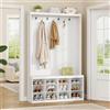 Hzuaneri Appendiabiti Ingresso con Panca Scarpiera, Bianco HT27803X | Mobili Ingresso con Scarpiera, 7 Ganci, 12 Scomparti, 32 x 100 x 181,5 cm