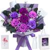 Hanavery Bouquet di Rose Stabilizzate con Vaso, Rosa Eterna, Regalo Donna Compleanno | Mazzo di fiori stabilizzati per Mamma o Moglie, Idee regalo per Compleanno, Anniversario, San Valentino, Festa della Mamma