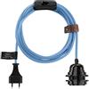 Hoopzi Bala Lampada Decorativa da Appendere, Fissare o Avvolgere | Cavo elettrico in tessuto da 4,5 m, portalampada E27, spina e interruttore, sospensione, colore azzurro cielo