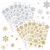 Sonostacle 10 Fogli Adesivi Glitterati Forma Fiocco Neve, 22.9 x 19.3cm | Adesivi Fiocchi di Neve di Natale, Decorazioni Forma Fiocco Neves Dorate e Argentate per Casa Finestre, Negozio, Natale