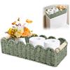 BlyeMichdi Cesto di Portaoggetti Intrecciato con Maniglia, Cesto Vimini Portaoggetti, Scatola di Stoccaggio del Bagno, 34.5x16x10 cm Cesta Paglia Intrecciata per Bagno Cucina, per Carta Igienica (verde)