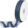 CABODYALS 45.72M 25mm Nastro Organza Blu Navy Bordo Oro Nastro Trasparente Nylon Trasparente Morbido Liscio Maglia Voile Luccicante Bobina Nastri per Confezionamento Regalo Bouquet Trecce per Capelli