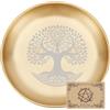 CREATCABIN Ciotola per Offerte Albero Della Vita 14cm Piatto Rituale per | Altare Ciotola Piatta Acciaio Inossidabile Vassoio Rotondo Dorato Portacandele Cartoncino per Purificazione Bruciatore