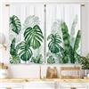 Laifzere Tende da cucina con foglie tropicali, motivo piante verdi estive botaniche, piccole tende corte per bar, foglie di monstera, palme, bagno, finestre, trattamento, 2 pannelli (60 x 90 cm)