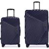 EZZYROL Valigia rigida in ABS leggera a 4 ruote con serratura a combinazione TSA, cabina media, grande, XXL, trolley da viaggio rigido e set, blu navy, set da 2, Valigia