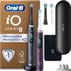Oral-B Spazzolino Elettrico Ricaricabile iO 8 Nero e Viola, 4 Testine Oral B di Ricambio per Spazzolino Elettrico + Astuccio per caricatore. 2 Spazzolini, per una Pulizia Denti Efficace