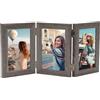 AiQInu Cornice Tripla per 3 Foto (10x15 cm), Pieghevole a 180° | Portafoto da Tavolo, multiple per espositore da tavolo, per Compleanni, Matrimoni, Natale, ideale come regalo per famiglia
