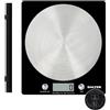 Salter 1036 BKSSDR - Bilancia elettronica a disco, vista in TV, design elegante e sottile, piattaforma in acciaio inox filato, aggiungi e pesa liquidi, capacità max di 5 Kg, Nero/cromato