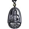 IXMLDAXD collana in ossidiana nera, Ciondolo Buddha di ossidiana Ciondolo di giada Collana da donna maschile Collana di perline di Buddha Tenda trasbordata Scrub Ciondolo con testa di Buddha in giada nera