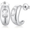 Miaofu Orecchini a Cerchio 18k Oro Bianco Placcata Argento Zirconi Simulato Diamante Brillanti per Donna