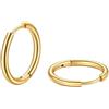 Bandmax Orecchini Donna a Cerchio Acciaio Inossidabile Oro/Nero/Argento | Orecchini a Cerchio Uomo Donna Piccoli Leggeri e Ipoallergenici, a Perno Sottile, Gioielli Minimalisti da 8/10/12/14/16 mm