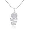 AILUOR Collana da basket per uomo, catena da basket in acciaio inox placcata oro 14K Cubic Zirconia Ciondolo da basket Hip Hop Basket Cerchio Collana sportiva Gioielli Regalo