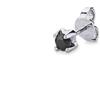 GV GIOIELLI DI VALENZA Mono orecchino in oro bianco 18k a 4 griffe con diamante nero, 0.18 ct