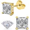 Dochais Orecchini Uomo Argento 925 Punto Luce Ipoallergenici Donna | 20G Orecchini Donna Oro Argento Brillante Diamante Sintetico Zirconia Cubica Quadrata Placcati Oro 14K Orecchino a Lobo