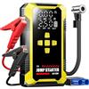 Yangers Booster Avviamento Auto Portatile con Compressore Aria, Avviatori di Emergenza Caricabatterie per Batteria Auto Avviatore Batteria jump starter con 7200mAh Power Bank e Luce LED