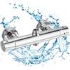 Cesinkin Miscelatore Doccia Termostatico 2 Uscite Rubinetto Doccia Miscelatore Termostatico Alto G3/4+Basso G1/2 in Ottone Cromato Per Doccia & Colonna