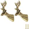 PIYYQNY 2 Pezzi Pomelli per Mobili Vintage a Forma di Animale della Foresta in Ottone Massiccio - Pomelli Animale e Maniglie Cervo per Scarpiera Scrivania Cassettiera Bagno