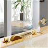SANTPOT Rubinetto Vasca 3 Fori Cascata Oro Miscelatore Vasca Tre Fori Doppia Funzione Con Doccetta Estraibile Rubinetto Vasca Bagno Miscelatore Doppia Leva Lavabo Freddo E Freddo Bagno
