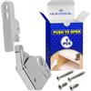 MONTERAL 5x Push Pull per Ante Armadio con 10x Viti Ø3,5 x 25 mm e Ø3,5 x 13 mm | Ammortizzatore per Ante per Spazio Tra Facciata e Corpo Minimo 2,5 mm - MONTERAL