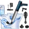 Ronghaonan Sbocco WC elettrico con manometro, sboccatore ad aria compressa con 4 ventose antispruzzo, kit pompa sbocco per WC, pavimento, bagno, lavabo, doccia