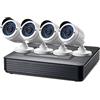 LevelOne CCTV DSK-8001, kit di sorveglianza a 8 canali Fix Out H.264 IR 4 x Cam con