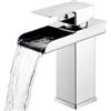 Hapilife Rubinetto miscelatore quadrato per lavabo a cascata per lavabo da bagno cromato monocomando rubinetto per lavabo moderno monoblocco con cartuccia in ceramica antigoccia e finitura antiruggine