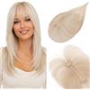 S-noilite Posticcio Capelli Veri a Clip Frangia Leggera #G5 Grigio - Base Rete 3x13cm, Topper Capelli Veri Leggero per Capelli Fini & Stempiatura 10g 25cm