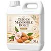 SANIFARMA ITALIA Olio di Mandorle Dolci Puro 100% Naturale Vegano 5 Litri - Senza OGM, Made in Italy - Idratante per Corpo, Viso, Labbra, Capelli - Ideale per Massaggi e Aromaterapia