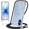 Kilbnom Cover per iPhone 17 con Cordino, Trasparente Custodia con Laccio Tracolla Cellulare Girocollo Collana Corda Catena Cinghia, Ultra Morbido Silicone TPU Antiurto Case per iPhone 17 6.3, Nero