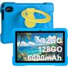fezawio Android Tablet per bambini da 10 pollici, 12 GB+128 GB,protezione in | tablet per bambini, 6000 mAh, 5 G, funzione AI, doppia fotocamera