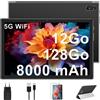 fezawio Tablet Android da 10 pollici, 12 GO+128 GB, 8000 mAh, colore: Nero | tablet touch, computer tablet 2 in 1, Octa-Core 2.0GHz, WiFi 2.4/5G, Bluetooth 5.0, Tablet PC