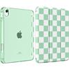 MoKo Cover per iPad (A16) 11a Generazione 11 Pollici, iPad 10a Gen 10,9 in | Custodia per iPad 11/10,9 2025/2022 con Portapenna, Cover Trifold Leggera con Retro PC Traslucido, Verde Scacchi