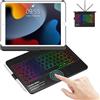 GAOJIE Custodia tastiera iPad 9 generazione con touchpad girevole a 360° e supporto per matita, 7 colori retroilluminato spagnolo Ñ Bluetooth Trackpad tastiera per iPad 10.2 9ª/8ª/7a generazione(nero)