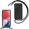 MBSLFY Cover per Cordino con Collana per Samsung Galaxy A13 4G/A04S/A04, Custodia Silicone Morbido con Corda, Case Tracolla Silicone con Necklace Regolabile per Samsung Galaxy A13 4G, Nero