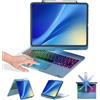 BABG Custodia con tastiera per iPad Air 33 cm (M3/M2) e iPad Pro 13 (M5/M4), iPad Pro 12,9 (6a/5a/4a/3a generazione) custodia con tastiera, girevole a 360°, touchpad, retroilluminata, ricarica a