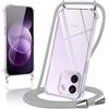 Coiwxmoi Cover per Xiaomi Redmi Note 17 Pro Max con Cordino,Trasparente Custodia con Laccio Tracolla Corda Catena Cinghia,Ultra Morbido Silicone TPU Antiurto Case, Grigio Chiaro