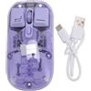 WAHEWUD Mouse wireless trasparente Dual Mode 2.4G BT5.0 Ricaricabile 400mAh 3000FPS Sensore ottico Retroilluminazione RGB Design magnetico per ufficio Mouse wireless per PC trasparente (Viola)
